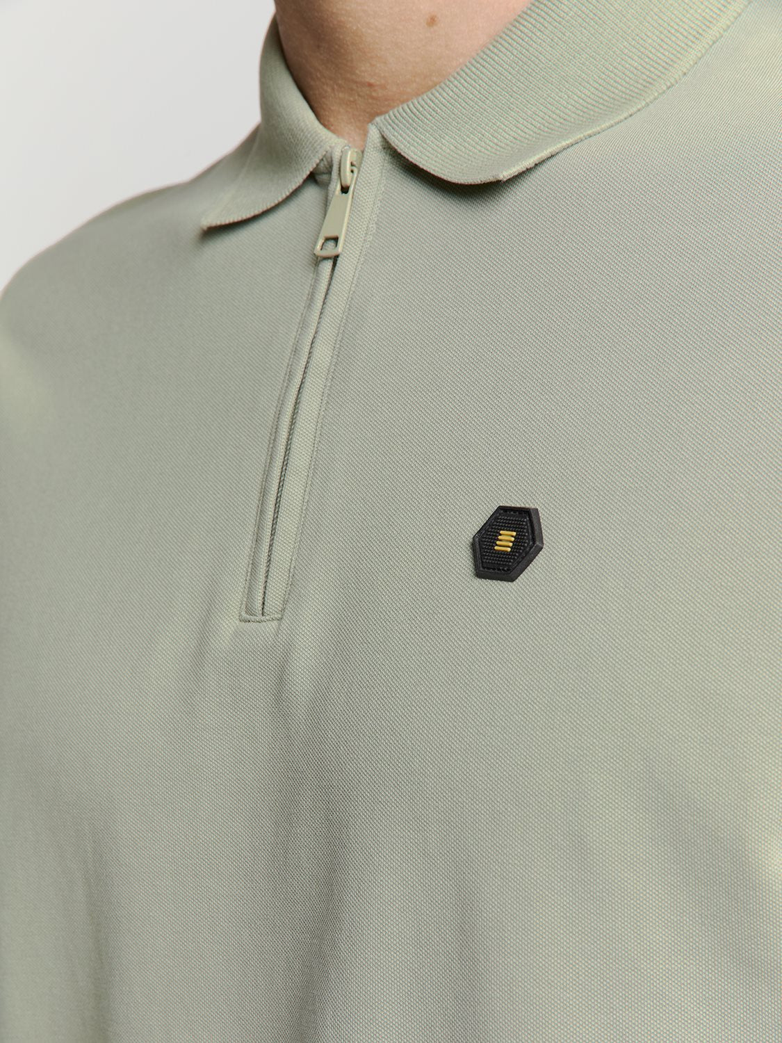 Polo Zip Pique Garment Dyed