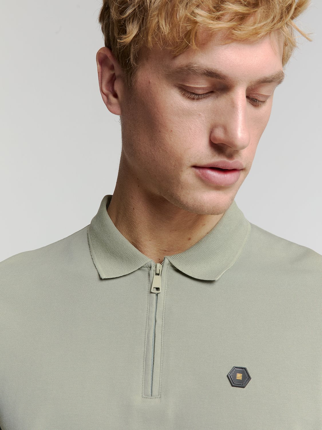 Polo Zip Pique Garment Dyed