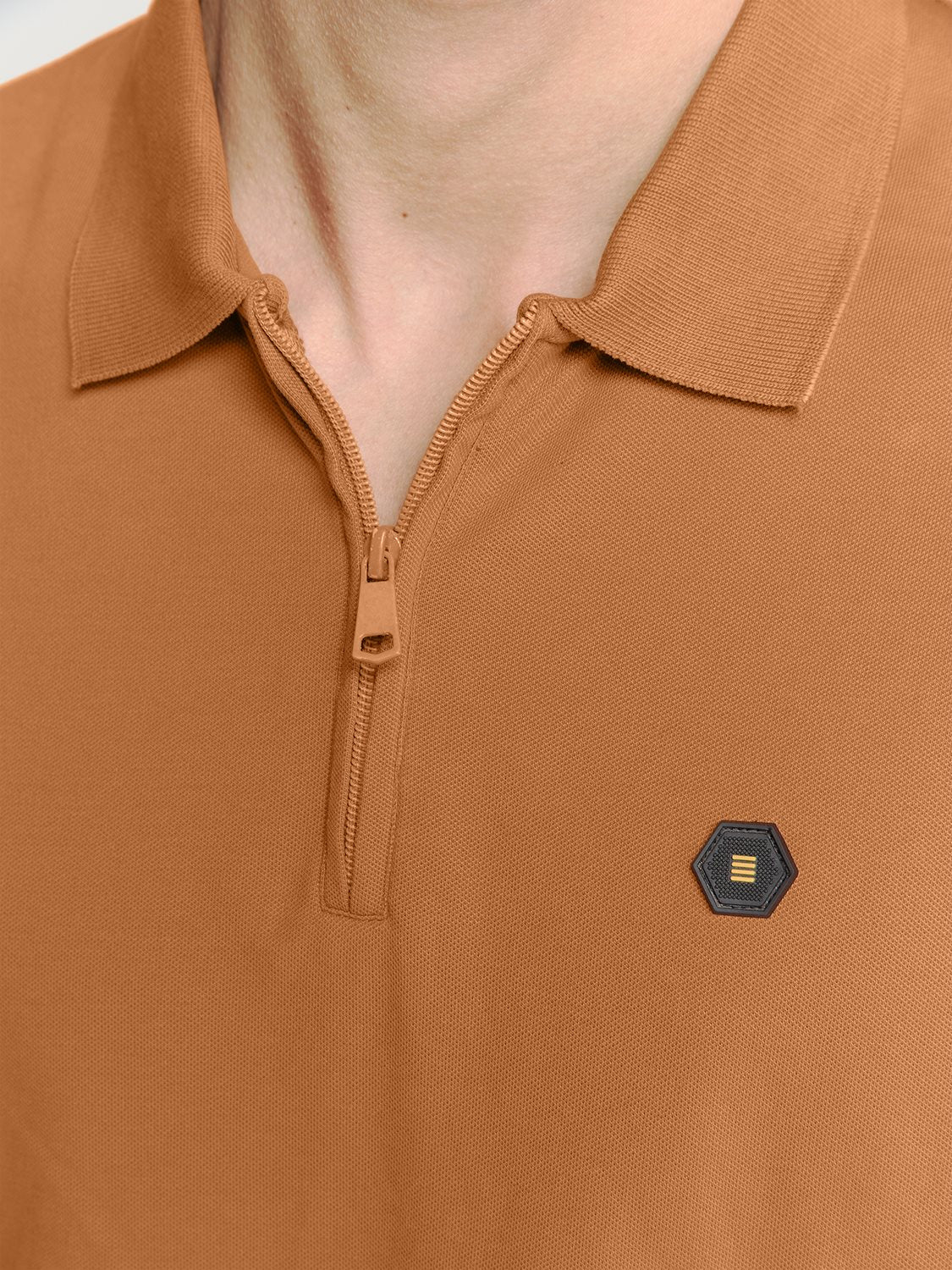 Polo Zip Pique Garment Dyed