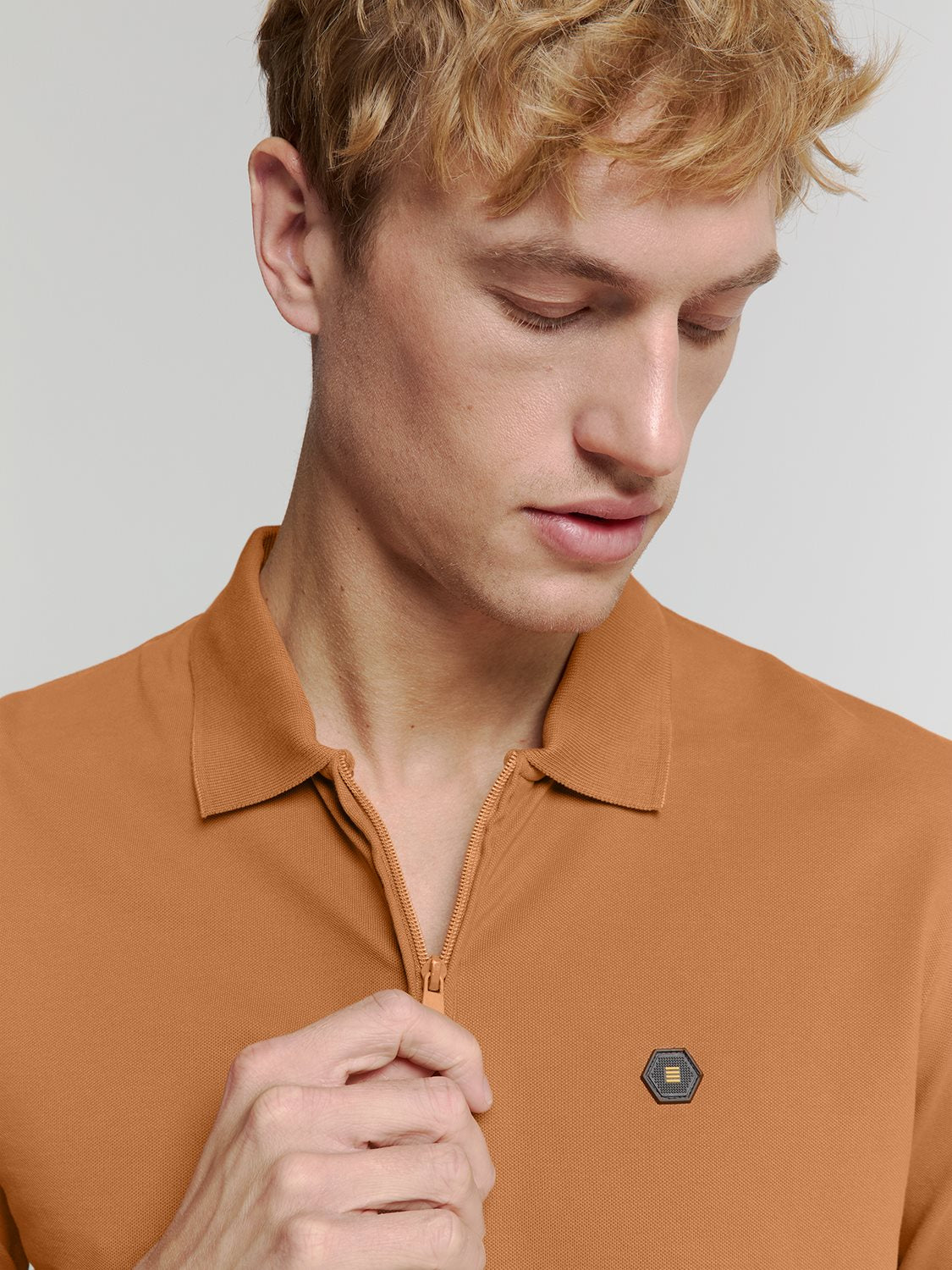 Polo Zip Pique Garment Dyed