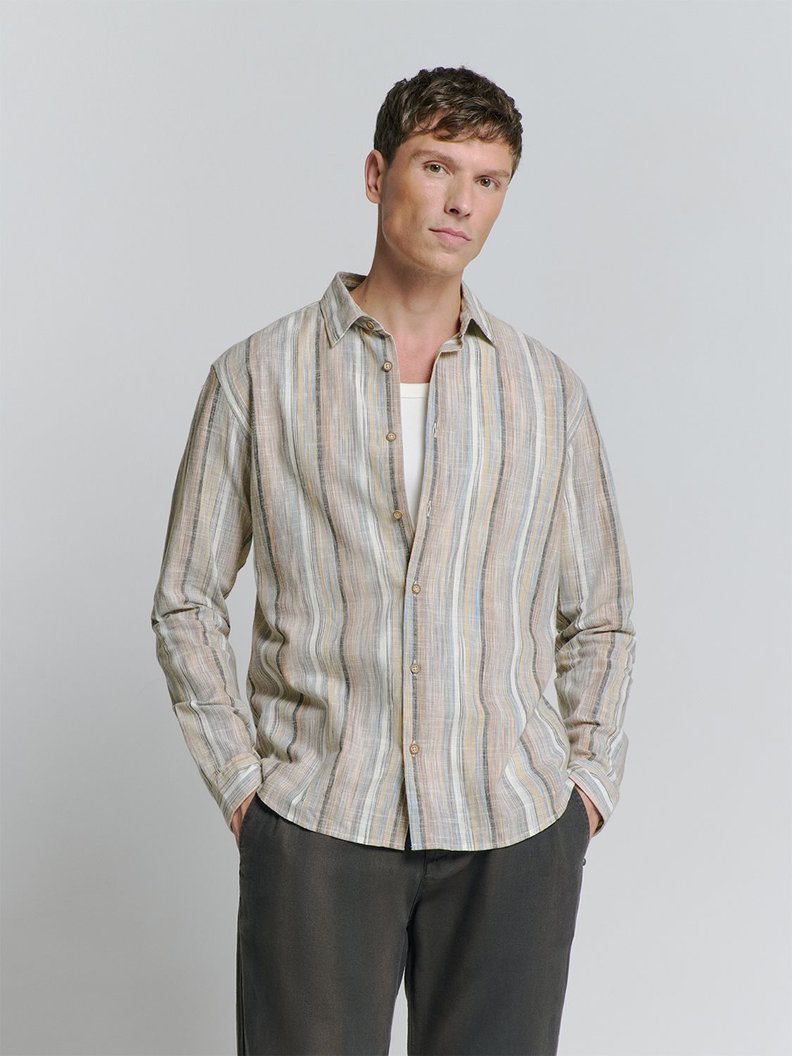 Shirt Slub Coloured Stripes