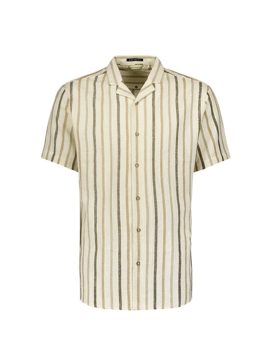 Shirt Cotton Linen Stripe Ecru
