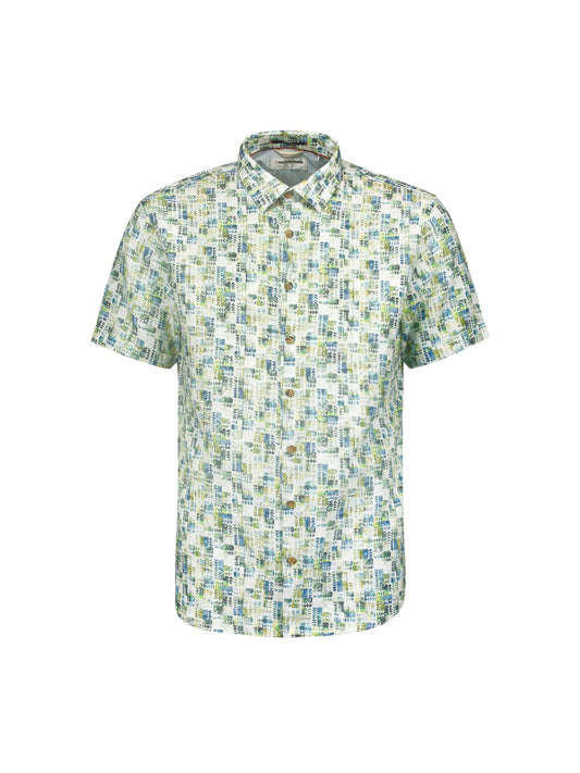 Shirt Print Linen/Cotton Aqua