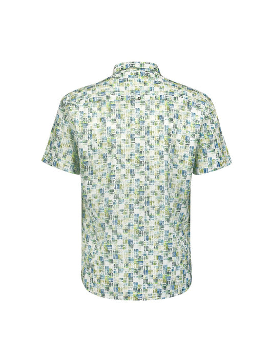 Shirt Print Linen/Cotton Aqua